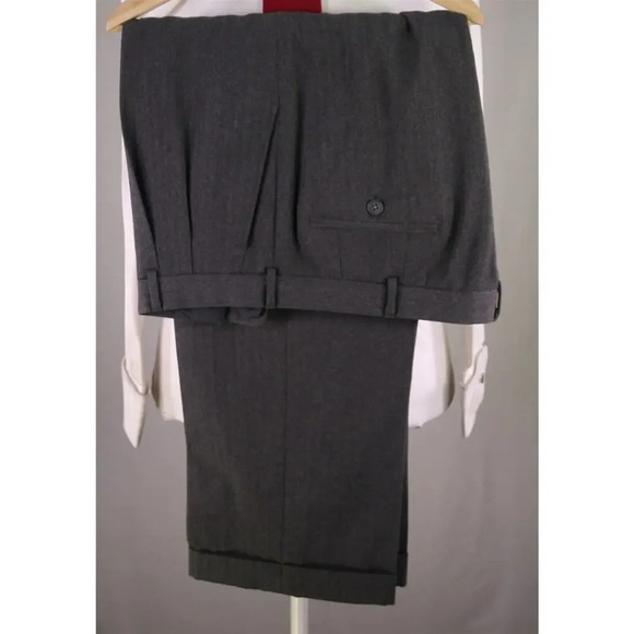 Albert Lam Bespoke Master Tailor Gray Herringbone Flannel Wool 2-Btn Suit 42R - Picture 9 of 9